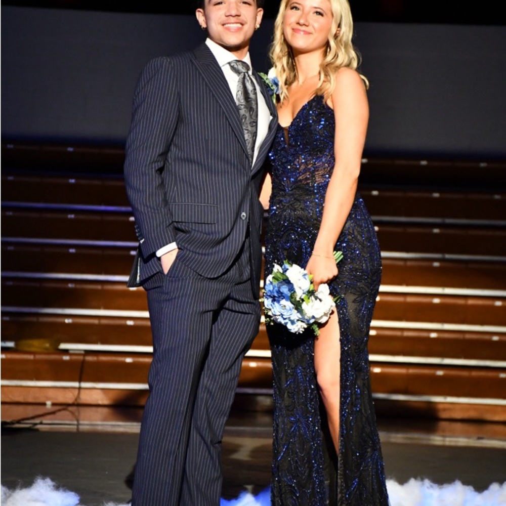 Primavera Couture Blue Prom Dress